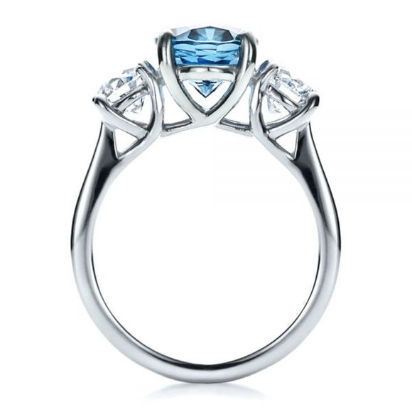 Noble Jewelry Oval Diamond Royal Blue Shiny Zircon Rings for Women, PD058 - Picture 4 of 5